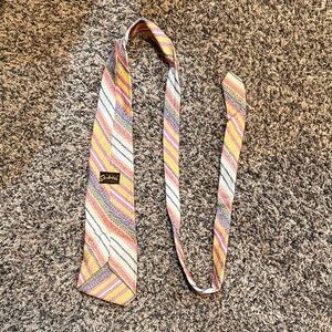 Cortney Men's Striped Tie in Pink, Yellow & White